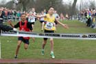 Markim Lonsdale (North East) beats Canaan Solomon in the Under-13 Boys race, McCain Inter Counties Cross Country, Cofton Park, Birmingham.